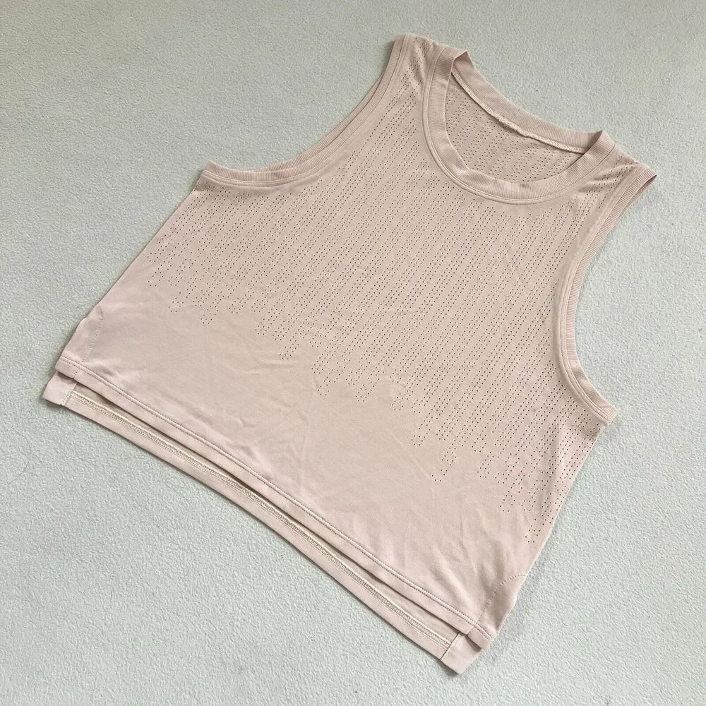 Lululemon Women Ballet Slipper Pink Train to Be Tank Cropped Relaxed Top 4 6